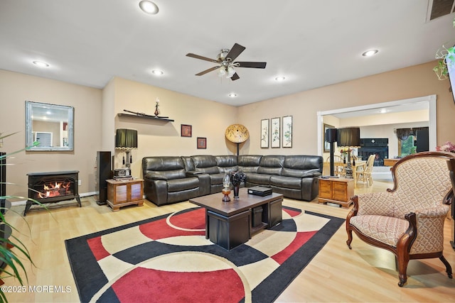 639 Eltone Rd, Jackson, NJ 08527 - living area with a ceiling fan, light wood finished floors, and recessed lighting