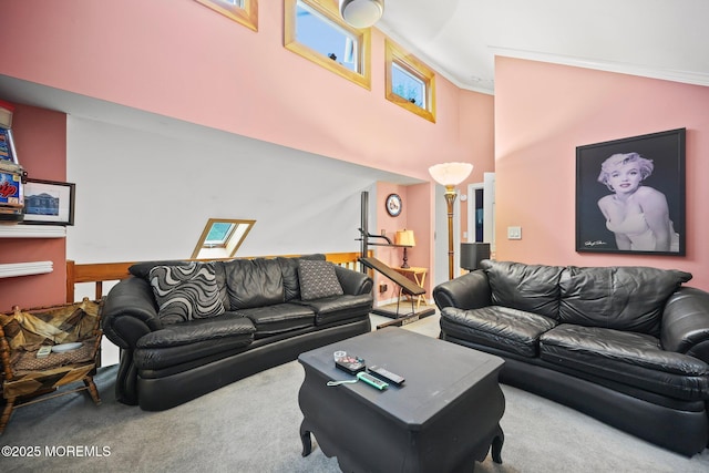 639 Eltone Rd, Jackson, NJ 08527 - living room featuring carpet floors and a high ceiling