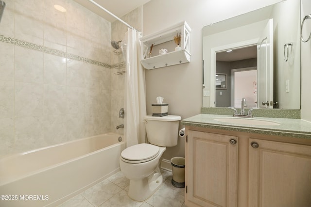 40 Dickerson Ln, Old Bridge, NJ 08857 - bathroom featuring shower / bath combo, toilet, vanity, and tile patterned flooring