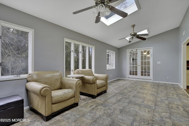 1299 E County Line Rd, Lakewood, NJ 08701 - sunroom / solarium featuring french doors, a skylight, and vaulted ceiling
