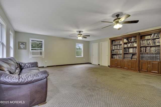 1299 E County Line Rd, Lakewood, NJ 08701 - living area featuring a ceiling fan, healthy amount of natural light, light colored carpet, and cooling unit