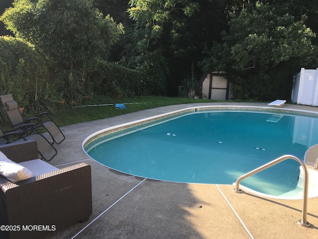 1299 E County Line Rd, Lakewood, NJ 08701 - swimming pool with a patio and a storage shed