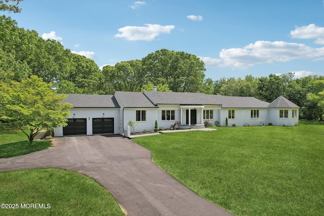 8 Olden Ct, Colts Neck, NJ 07722 - ranch-style home with asphalt driveway, a garage, and a front lawn