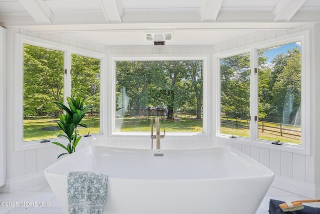 8 Olden Ct, Colts Neck, NJ 07722 - sunroom / solarium featuring plenty of natural light, beam ceiling, and tile patterned floors