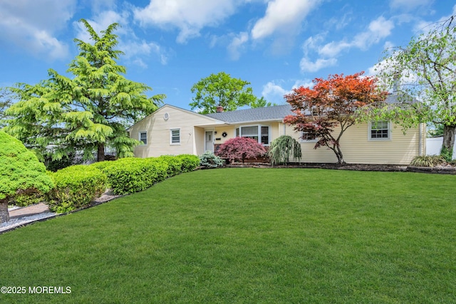 5 Westbrook Cir, Howell, NJ 07731 - ranch-style home featuring a front yard and a chimney