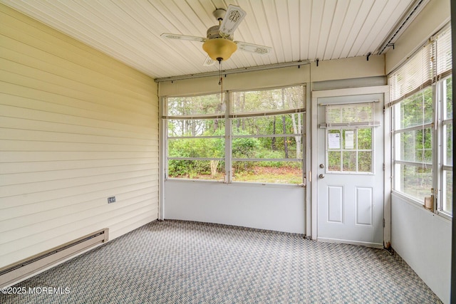 2 Thames Pl, Brick, NJ 08723 - unfurnished sunroom featuring a baseboard heating unit and ceiling fan