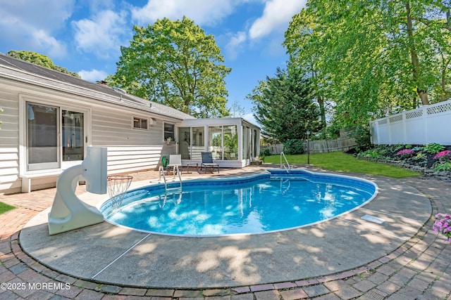 162 Delaware Ave, Atlantic Highlands, NJ 07716 - view of pool with a sunroom, a fenced backyard, and a patio area