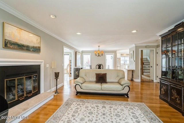 580 Patten Ave # 53, Long Branch, NJ 07740 - living room with baseboards, ornamental molding, plenty of natural light, wood finished floors, and recessed lighting