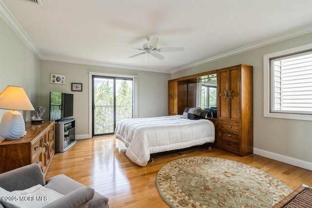 580 Patten Ave # 53, Long Branch, NJ 07740 - bedroom featuring multiple windows, ornamental molding, baseboards, and light wood-style flooring