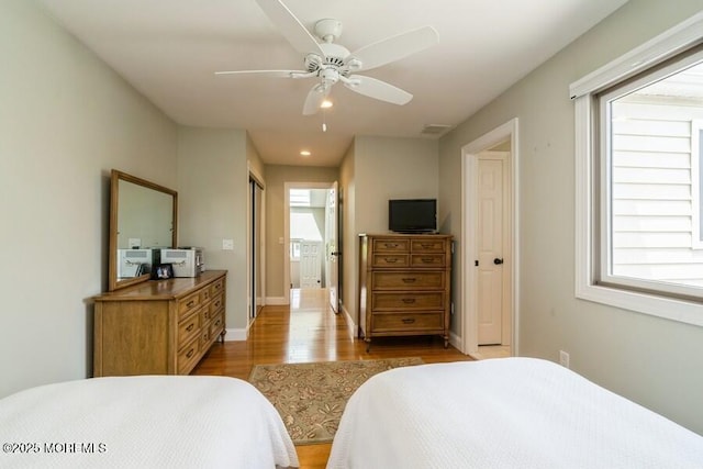 580 Patten Ave # 53, Long Branch, NJ 07740 - bedroom with wood finished floors, baseboards, ceiling fan, and recessed lighting
