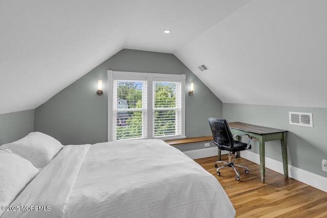 511 4th Ave, Asbury Park, NJ 07712 - bedroom featuring wood finished floors, lofted ceiling, baseboards, an office area, and recessed lighting