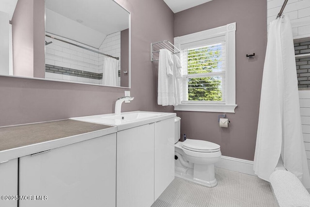 511 4th Ave, Asbury Park, NJ 07712 - full bath with vanity, toilet, curtained shower, and tile patterned floors