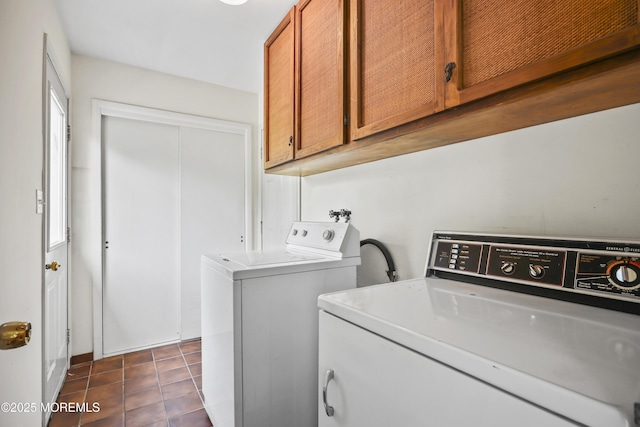 27 Sargent Rd, Freehold, NJ 07728 - laundry room featuring cabinet space, washing machine and dryer, and dark tile patterned floors