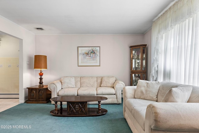 24 Heidl Ave, West Long Branch, NJ 07764 - living room featuring a baseboard radiator and crown molding