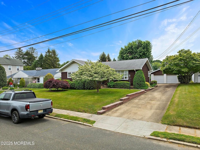 24 Heidl Ave, West Long Branch, NJ 07764 - view of front of house with a detached garage, a front yard, and an outbuilding