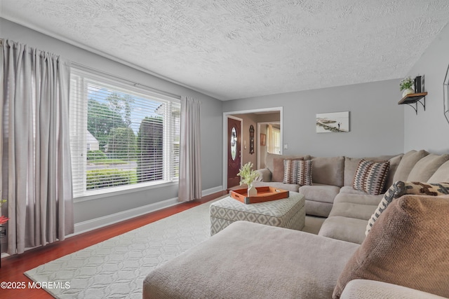 70 Walnut Ave, Red Bank, NJ 07701 - living area with wood finished floors, baseboards, and a textured ceiling