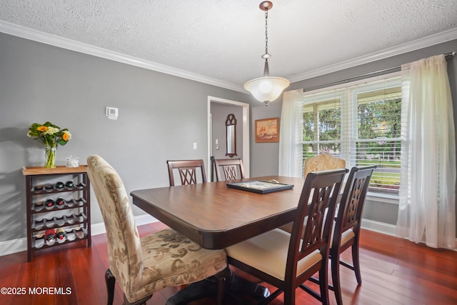 70 Walnut Ave, Red Bank, NJ 07701 - dining room with crown molding, baseboards, wood finished floors, and a textured ceiling