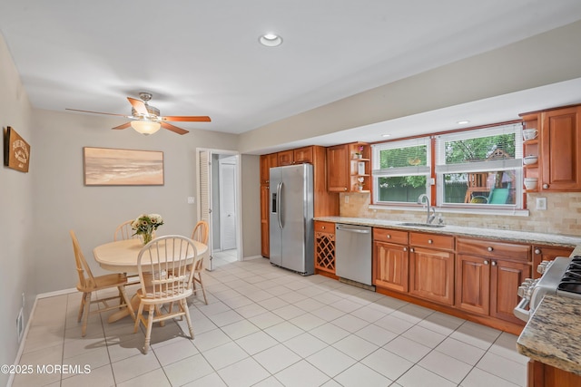 70 Walnut Ave, Red Bank, NJ 07701 - kitchen featuring appliances with stainless steel finishes, open shelves, a sink, decorative backsplash, and recessed lighting