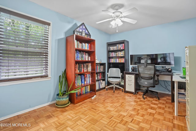 70 Walnut Ave, Red Bank, NJ 07701 - office space featuring plenty of natural light, ceiling fan, and baseboards