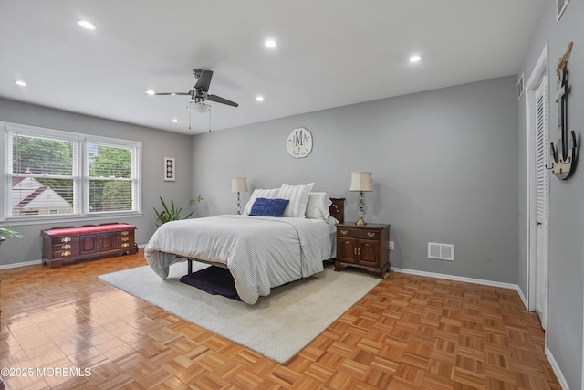 70 Walnut Ave, Red Bank, NJ 07701 - bedroom with baseboards, recessed lighting, and ceiling fan