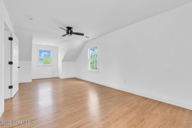 27 Main St, Port Monmouth, NJ 07758 - bonus room with plenty of natural light, light wood-style floors, ceiling fan, baseboards, and vaulted ceiling