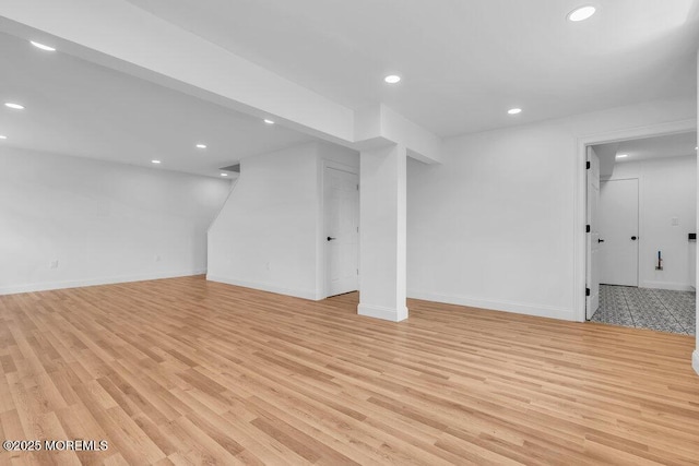 27 Main St, Port Monmouth, NJ 07758 - finished below grade area featuring recessed lighting, light wood finished floors, and baseboards