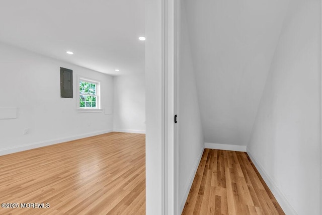 27 Main St, Port Monmouth, NJ 07758 - unfurnished room featuring electric panel, light wood-type flooring, recessed lighting, and baseboards