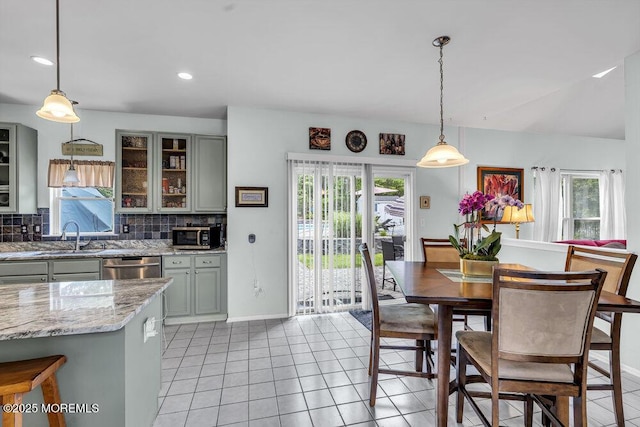 1771 Calico Ln, Toms River, NJ 08753 - dining room with light tile patterned flooring, baseboards, and recessed lighting