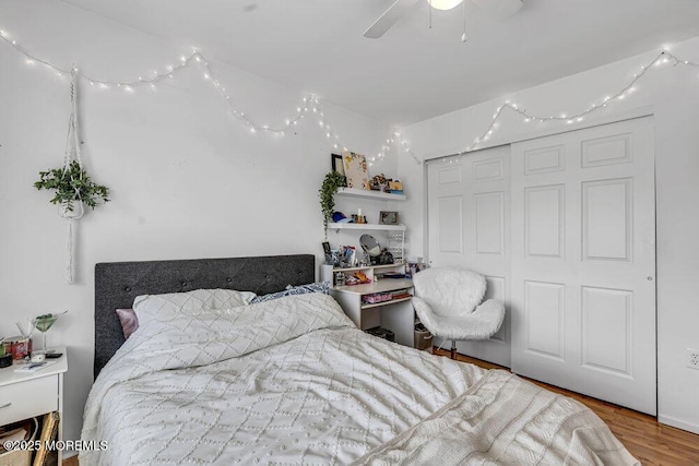 1771 Calico Ln, Toms River, NJ 08753 - bedroom with wood finished floors, a closet, and a ceiling fan