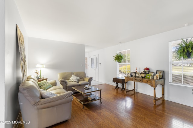 39 Sarah Ln, Howell, NJ 07731 - living room featuring healthy amount of natural light, hardwood / wood-style flooring, and baseboards