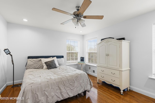 39 Sarah Ln, Howell, NJ 07731 - bedroom with baseboards, wood finished floors, recessed lighting, and ceiling fan