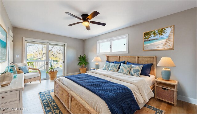 6 Lake Superior Dr, Little Egg Harbor, NJ 08087 - bedroom featuring access to outside, wood finished floors, and ceiling fan