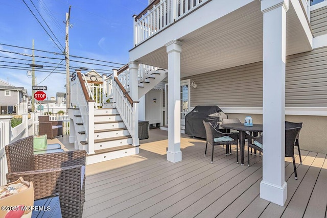 200 San Fernando Dr, Lavallette, NJ 08735 - deck with stairway, grilling area, and outdoor dining area