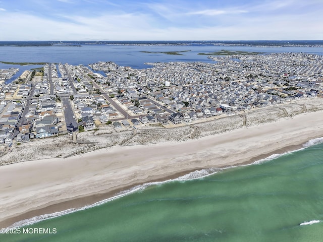 200 San Fernando Dr, Lavallette, NJ 08735 - aerial view of property and surrounding area featuring waterfront with a beach and nearby suburban area