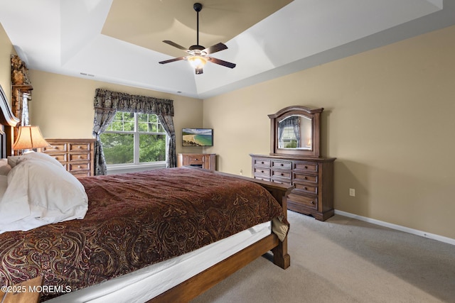 12 Stemson Ct, Little Egg Harbor, NJ 08087 - bedroom featuring a raised ceiling, carpet flooring, a ceiling fan, and baseboards