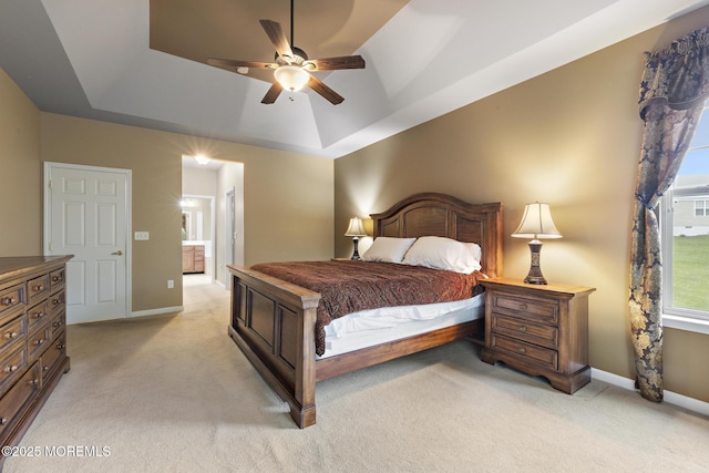 12 Stemson Ct, Little Egg Harbor, NJ 08087 - bedroom with a tray ceiling, light carpet, and baseboards