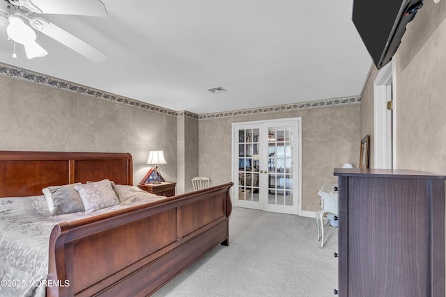 2 Miriam Dr, Matawan, NJ 07747 - carpeted bedroom featuring french doors and ceiling fan