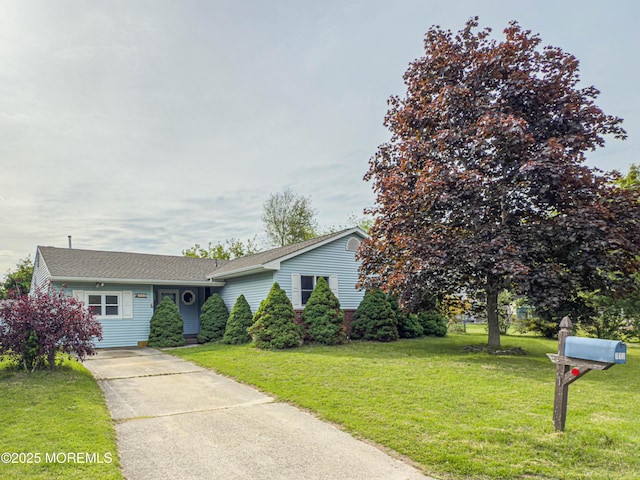 113 Boulder Lake Dr, Little Egg Harbor, NJ 08087 - view of front of home with driveway, a front lawn, and a shingled roof