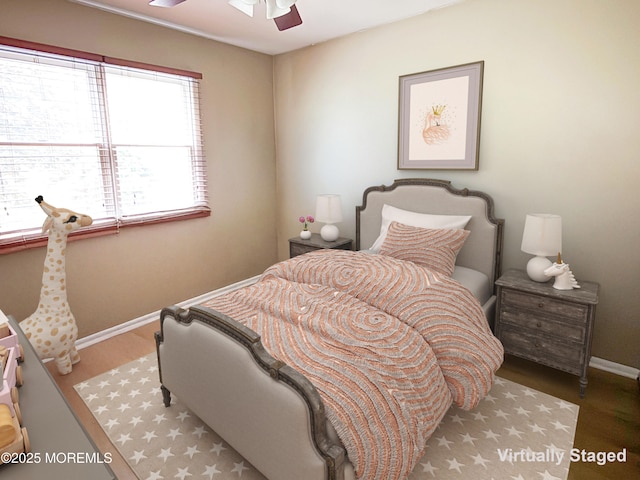 113 Boulder Lake Dr, Little Egg Harbor, NJ 08087 - bedroom with wood finished floors, baseboards, and ceiling fan