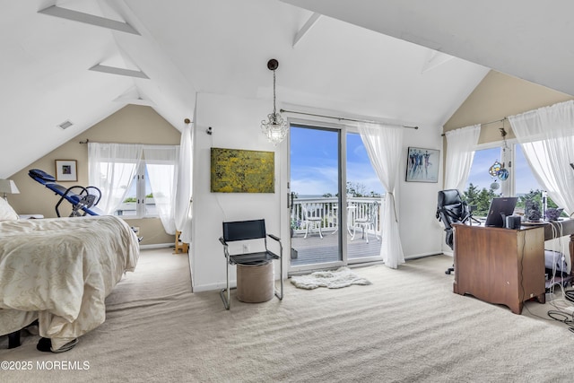 75 Portland Rd, Highlands, NJ 07732 - carpeted bedroom featuring lofted ceiling, access to outside, and an office area