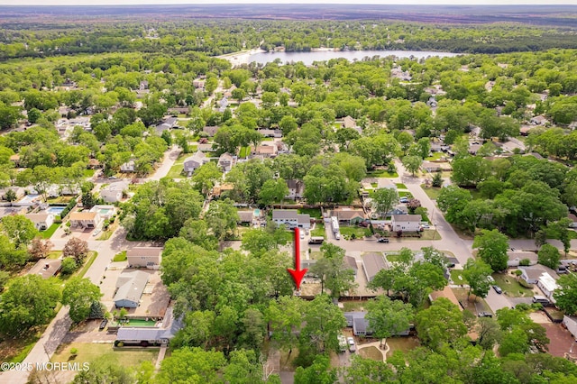 629 Alpine St, Forked River, NJ 08731 - aerial view of residential area with a large body of water and a heavily wooded area