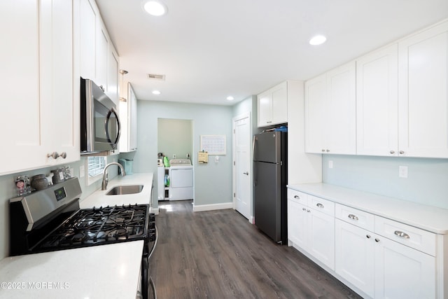 629 Alpine St, Forked River, NJ 08731 - kitchen featuring stainless steel appliances, a sink, dark wood-type flooring, light countertops, and recessed lighting
