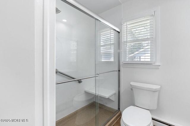 8 Holmes Ct, Brick, NJ 08724 - full bath with a shower with door and a baseboard heating unit