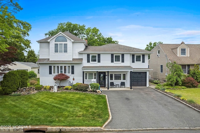 660 Summit Ave, Kenilworth, NJ 07033 - split level home featuring a garage, a shingled roof, driveway, and a front lawn