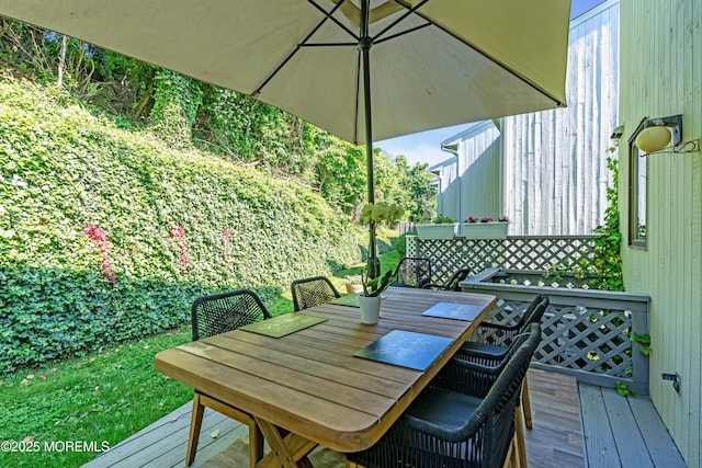 1 Portland Rd Unit 13, Highlands, NJ 07732 - wooden terrace with outdoor dining space
