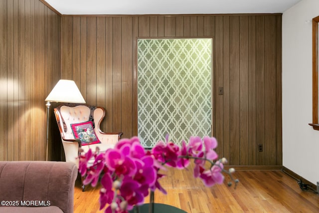 9 Riccis Dr, Jackson, NJ 08527 - sitting room featuring wooden walls, wood finished floors, and baseboards