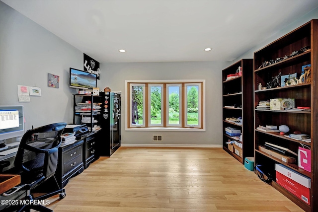 2 Hampton Hollow Dr, Perrineville, NJ 08535 - office area with light wood finished floors, baseboards, and recessed lighting