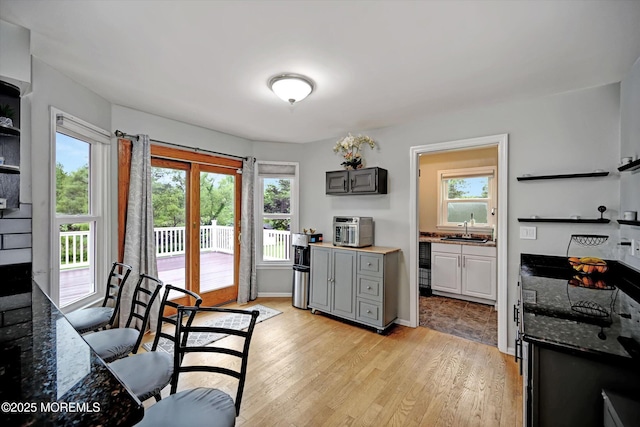 2 Hampton Hollow Dr, Perrineville, NJ 08535 - kitchen featuring a sink, light wood-style flooring, plenty of natural light, and white cabinets