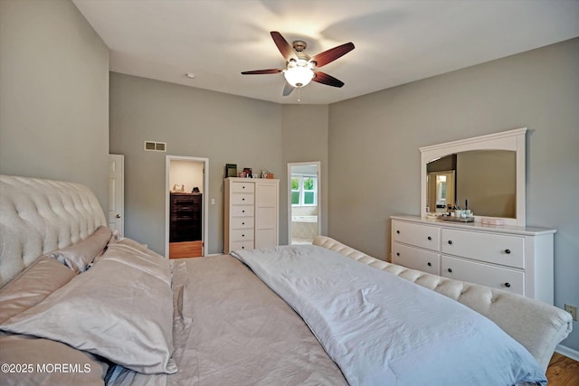 2 Hampton Hollow Dr, Perrineville, NJ 08535 - bedroom featuring ensuite bathroom, a ceiling fan, and wood finished floors