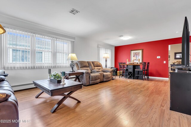 87 Prince Charles Dr, Toms River, NJ 08757 - living area with light wood-style flooring and a baseboard radiator